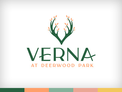 Verna art direction brand guide brand guidelines branding deer graphic design green logo orange pattern peach social media spring typography
