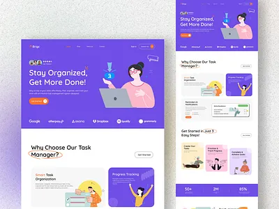 Work Manager Landing Page animation branding creative interface design dribbbleshots. dribble portfolio graphic design illustration logo ui vector