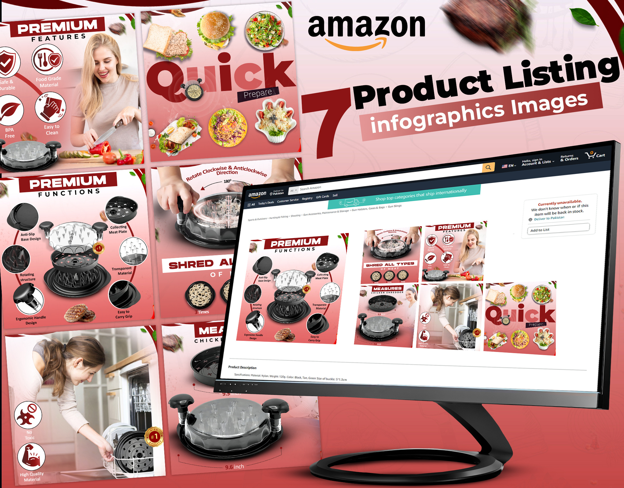Chicken Shredder a content amazon amazon listing ebc graphic design infographic listing listing images product design product listing