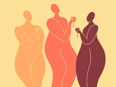 Theodora Brand Illustration body positive brand custom female illustration wine woman