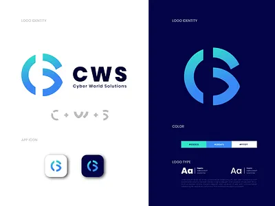 'CWS-Cyber World Solutions' Logo cyber logo graphic design logo design minimalistic logo modern logo security logo tech logo timeless logo