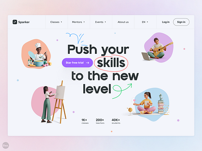 Landing Page | Daily UI 003 3d courses daily ui design e learning education illustration interface landing page logo minimal online platform school studying teaching ui ux web design web site