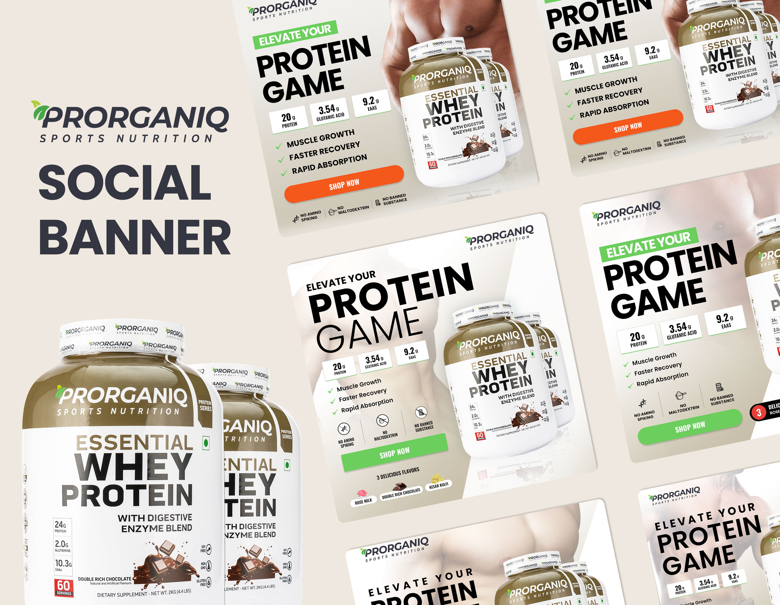 Premium and Minimalistic Facebook Ad banner e commerce graphic design nutrition