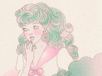 Posy Press Riso Close-Up atlanta barbie bratz curl cute design doll fashion french paper gold graphic design illustration ink mauve pink riso risograph school girl seafoam vintage