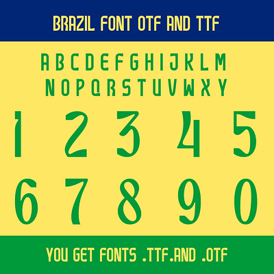 Brazil Jersey Font | TTF + OTF Files + Gift | Digital Download brazil font 24 25 brazil font jersey etsy font football font jersey brazil font otf font ttf football brazil football font brazil
