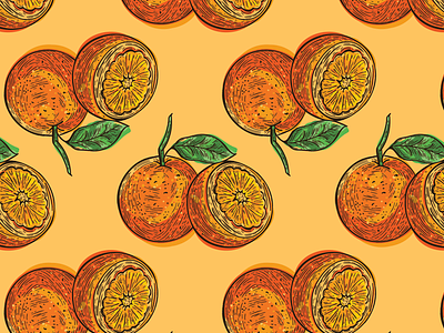 Orange Fruit Pattern Design apparel colorful design fabric fresh fruit fruit pattern illustration illustrator orange orange pattern pattern print repeat repeat pattern seamless surface design surface pattern textile texture