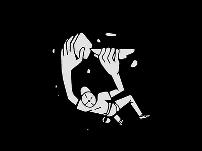 Holdin' On black and white explosive falling hand drawn illustration hand drawn rock climbing hands illustration hanging on illustration perspective perspective illustration rock climbing rock climbing illustration