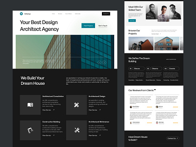 Interiuz - landing page Architecture studio agency architect architectural architecture architecture design branding design graphic design home page interior architecture interior design landing page minimal property real estate studio ui ux web website