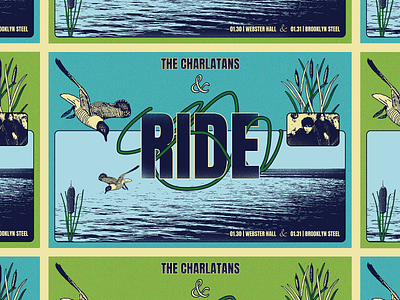 Ride with The Charlatans art direction graphic design illustration logo poster design ride ride band show flyer show poster the charlatans typography