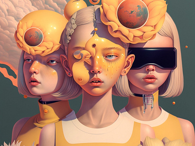 Sunflowers No. 002 3d 3dart 3dillustration 3dportrait beauty character characterdesign digitalart fantasy fantasyart femaleportrait girl illustration painting portrait surreal surrealart surrealartist surrealism woman