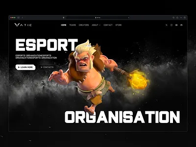 Vatic Esports Gaming Hero Section Landing Page 3d 3d landing page clash of clans esports framer gaming gaming ui mobile gaming simiplistic smoke