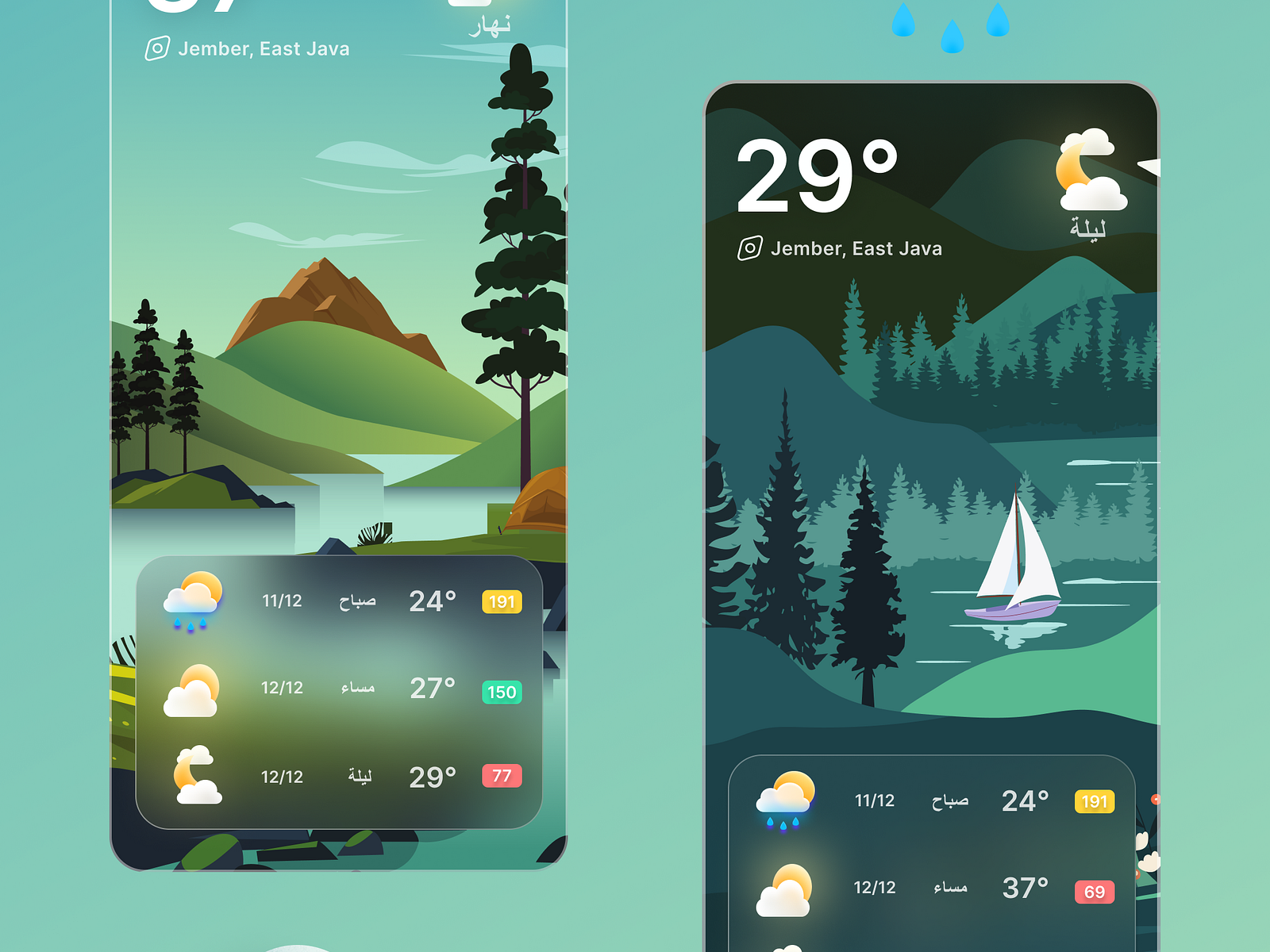 Weather Mobile App UI Design by abu design on Dribbble