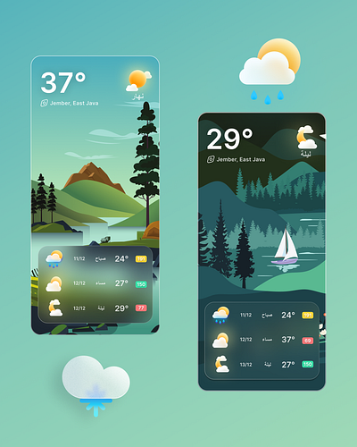 Weather Mobile App UI Design app design fresh minimalist mobile ui ux weather