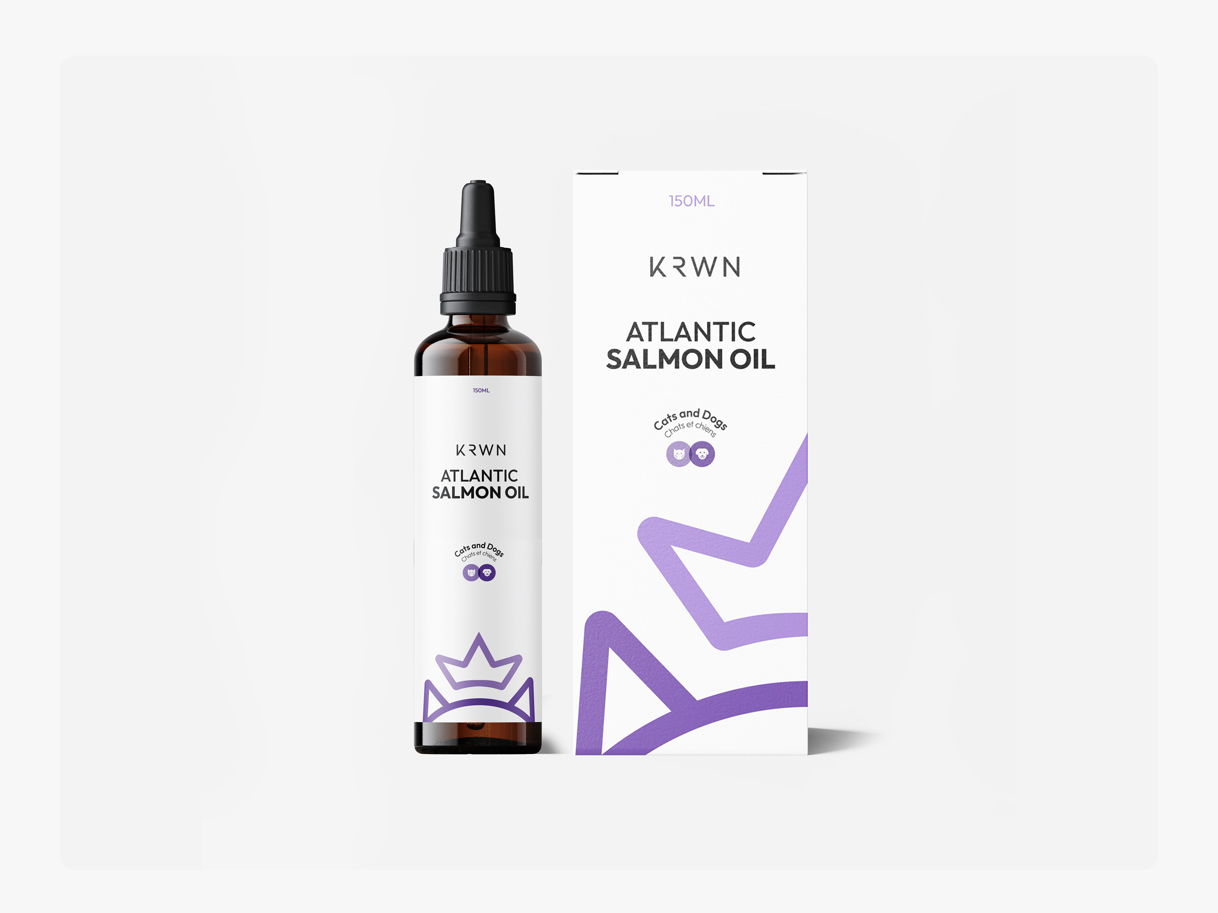 KRWN Pet Supplement: Product Packaging branding design design art designer identity labeldesign logo logodesign minimaldesign packaging design petcare petsupplements purple ui