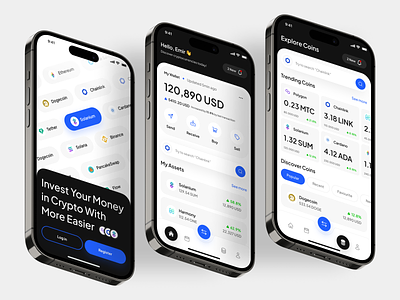 Demto - Crypto Wallet App app blockchain clean coin crypto crypto wallet currency design ethereum interface app investment mobile mobile app stock trading ui uidesign wallet