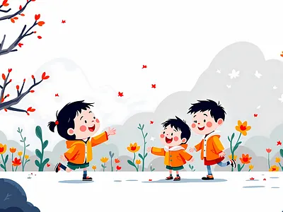 Happy Children vector illustration 3d animation app book branding design graphic design happy illustration kids motion graphics vector