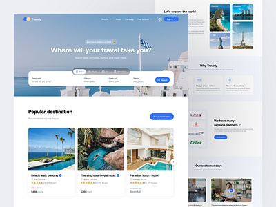 Travely - Travel Landing Page advanture book booking car cta flight booking footer hero landing page minimalist popular rent tourism travel travel landing page travelling trip vacation