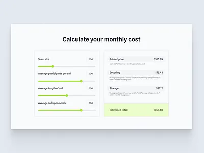 Cost Calculator design design ui ui web design