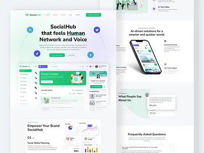 AI Social Media Management Website UI/UX Design advertising ai ai landing page ai social media ai website artificial intelligence automation business landing page saas shasanko creations social media social media landing page social media management social media marketing social media website startup uiuxdesign web design website