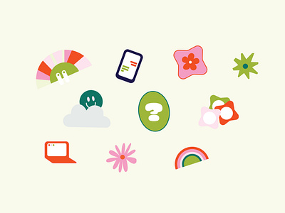 likely story stickers branding color design education flat flower game design graphic graphic design illustrator minimal patterns phone rainbow stickers vector