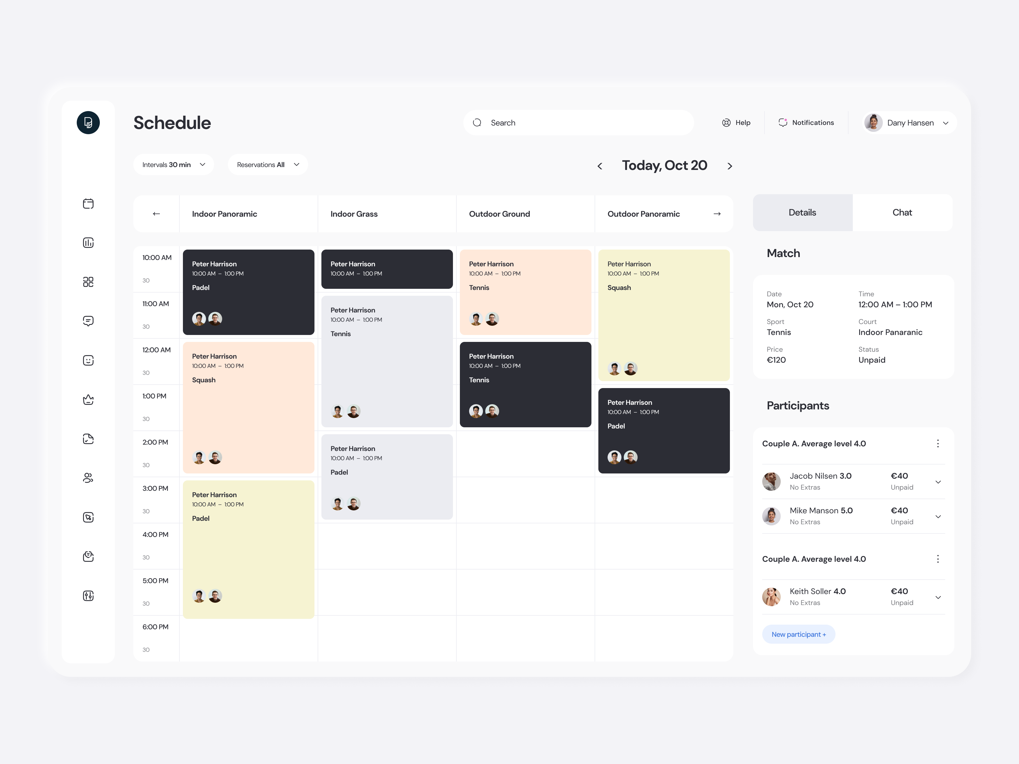 Schedule app b2b desktop flat manager schedule sport app ui ux web app