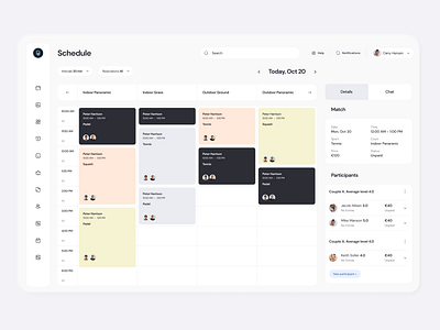 Schedule app b2b desktop flat manager schedule sport app ui ux web app