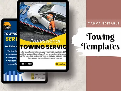 Towing Service Social Media Templates - Ready-to-Post social media post templates social media templates
