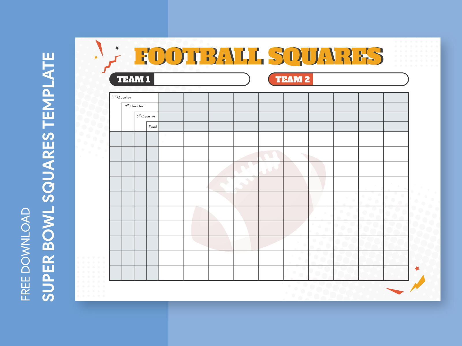 Super Bowl Squares 2024 Free Google Docs Template 