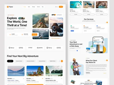 Tripzo - Travel Agency Landing Page dribbble landingpage travel travelwebsite ui uiux webdesign website