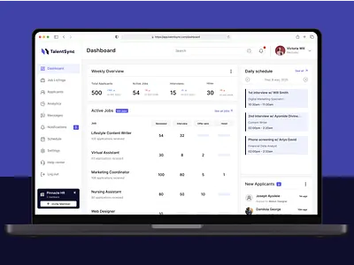 TalentSync, SaaS ATS software b2b branding dashboard design hero section interface jobsearch logo saas ui ux web app web design