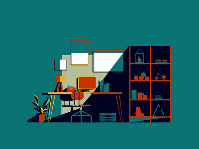 Home office afternoon design illustration vector