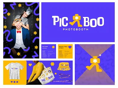 Pic a Boo - Visual Identity branding camera character logo company logo design fun graphic design icon illustration logo logo design party photo photobooth pic a boo purple simple symbol visual identity