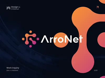 ArroNet - Arrow and Network, Technology, Software, WebApp logo arrow brand branding identity logo logo design logo designer logo icon logo mark logo type modern logo network software symbol vector webapp