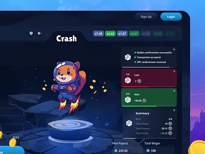 Casino Website-Wager Summary betting betting casino crash design gambling game logo ui ux wager wager summary web design