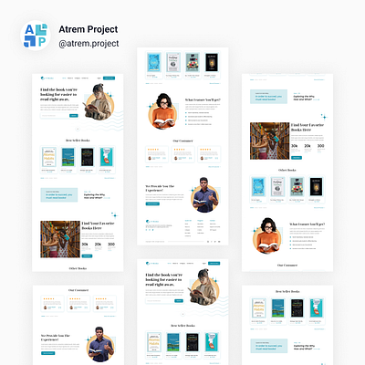 Obook Library - Landing Page Book Library atrem project figma mobile app ui ui design uiux user interface ux ux design web design