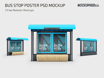 Free Bus Stop Poster PSD Mockup bus busstop free freebie hanging mock up mock ups mockup mockups photoshop poster posters psd stop template templates