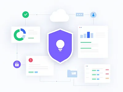 UI illustration for a website illustration innovation security stats ui