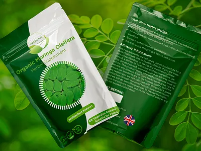 Organic Powder Pouch Design bottle design branding cbd packaging design graphic design labeldesign logo moringa bag packaging pouch bag pouch design