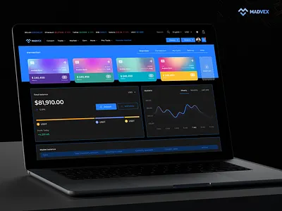 Madvex Wallet📉💶 bitcoin cart crypto dashboard desigb design exchange landing logo tether tiken trend ui uiux ux wallet webdesign website