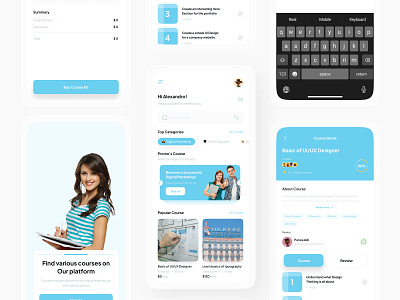 Digital Online Course App | Online Course app app design brending brendt case study clean course design landing page learning online course ui uiux ux ux design web design