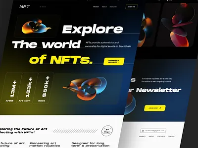 NFT Landing Page Website Design blockchain clean crypto crypto landing page cryptocurrency header hero landing page marketplace minimal nft nft app nft marketplace nft mint nft ui page staking token ui website design