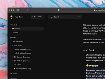 Formation.Tools Sidebar | Dark mode app concept dailyui dark mode design interface menu minimal modern sidebar simple stroke ui ux web app webapp