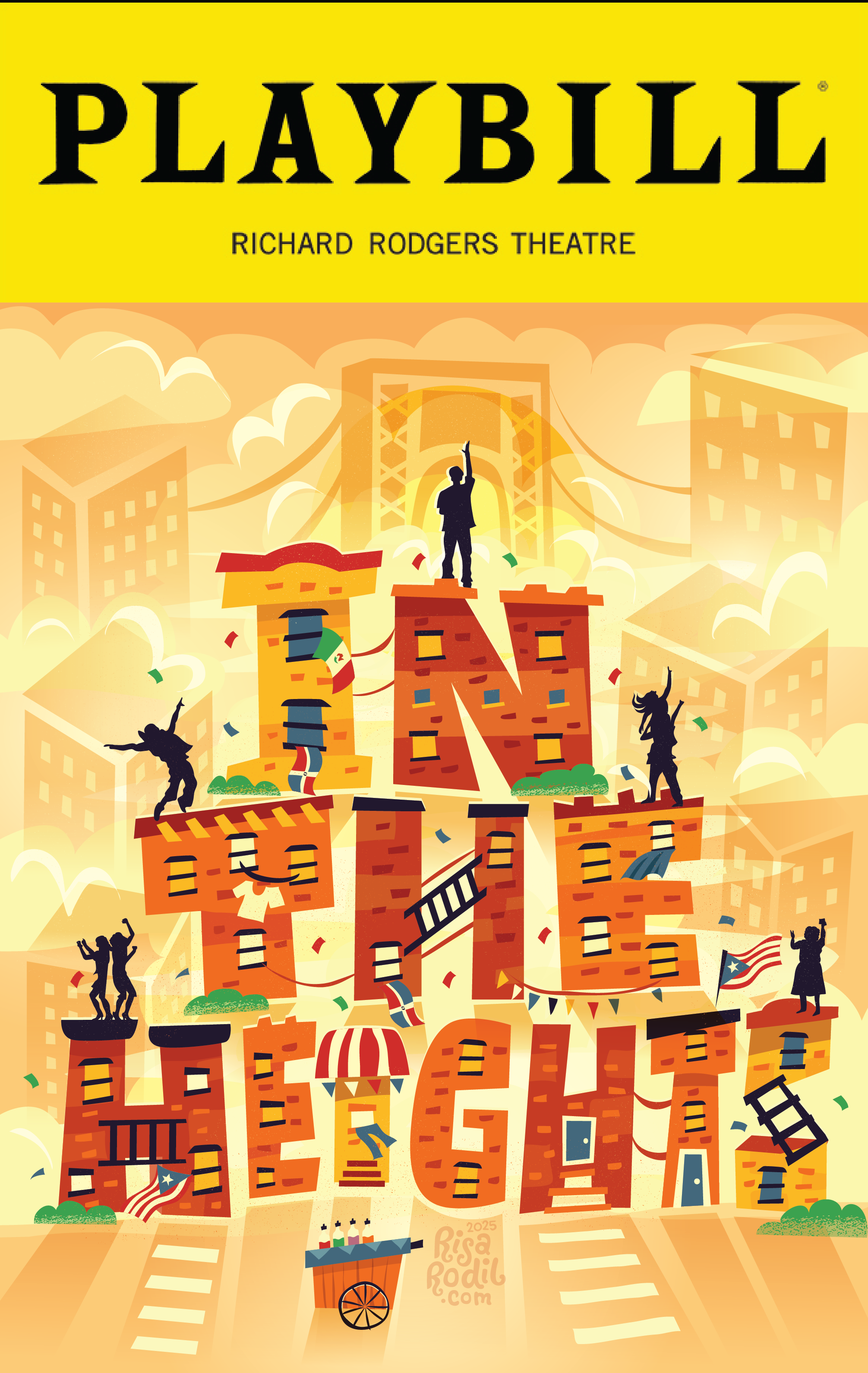 In The Heights Reimagined Playbill broadway flat design hand lettering handwritten type illustration in the heights lettering lin manuel miranda musical playbill typography