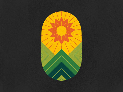 Suntober 018 badge branding illustration limited palette line art mountains procreate sun sunrise vancouver