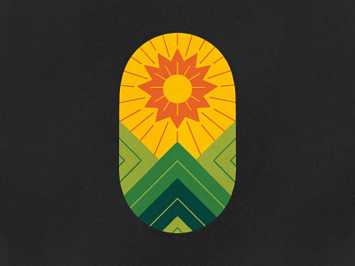 Suntober 018 badge branding illustration limited palette line art mountains procreate sun sunrise vancouver