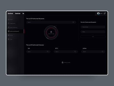 Sentinel Dashboard dark mode dashboard interaction design interface motion design simplicity ui uiux ux web website