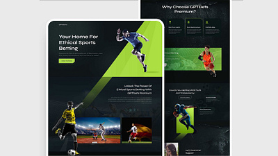 Sports Website Landing Page Design branding dark theme dashboard design figma football website graphic design illustration landing page logo sports sports website template theme ui uiux web design website