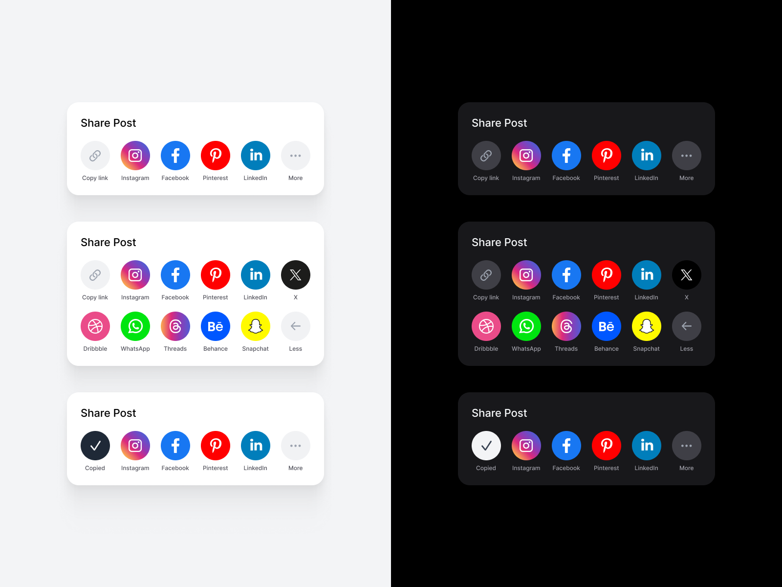 Social Share Component for Web platform aesthetic aestheticui clean design dailyui design product design share socials ui ux web design