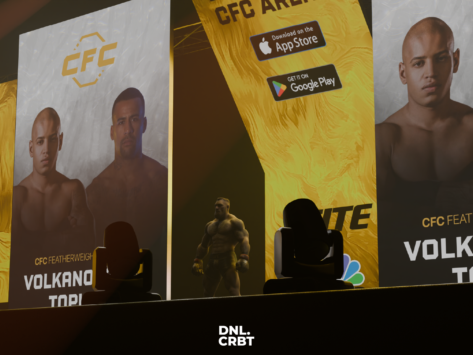 CFC Stage Visuals 3d 3d art animation blender branding combat concept cycles design fighters graphic design lighting mma modelling motion graphics render screen stage ux visuals
