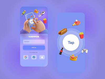 Tapper App 3d adobe xd animation app branding design designinspiration dribbble gaming gaming app illustration logo tap ui ui ux uiux uxdesign